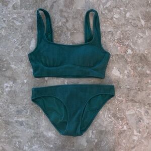 Aerie Green Ribbed Swimwear